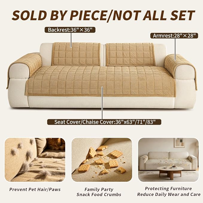 Velvet Couch Covers for Sectional Sofa Washable, Non-Slip L Shaped Sectional - Image 6