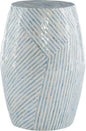 Linon Tylin Ivory and Blue Capiz Drum Accent Table by Linon