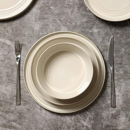 Stone Lain Claire 4-Piece Dinner Plate Set Stoneware, Plates, Dishwasher and Microwave Safe, Dish Set for 4, White