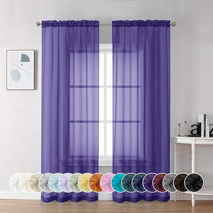 Chyhomenyc Purple Sheer Curtains 84 Inches Long by Chyhomenyc