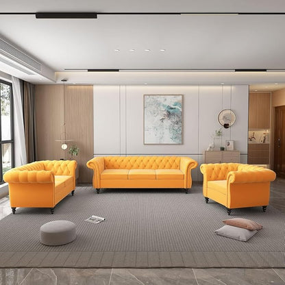 Chesterfield Loveseat Sofa, Modern Velvet Small Sofa Couch 2 Seater - Image 3