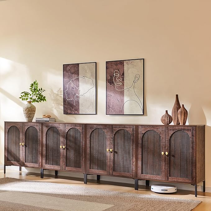 IFBUY Modern Sideboard Buffet Cabinet, 123.5" W Fluted Arched Buffet Cabinet by IFBUYFarmhouseFurniture