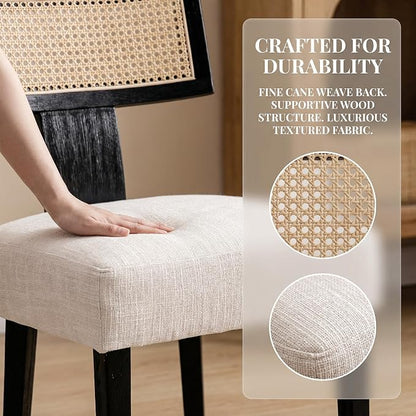 VESCASA Linen Upholstered Dining Chairs - Image 3