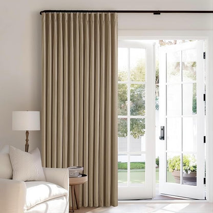 Light Brown Blackout Pinch Pleat Linen Curtains 105 Inches Long - Image 7