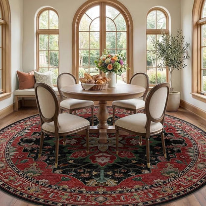 RELEANY Washable Area Rug, Round 10ft, Water Repellent, Pet Friendly, Vintage - Image 3