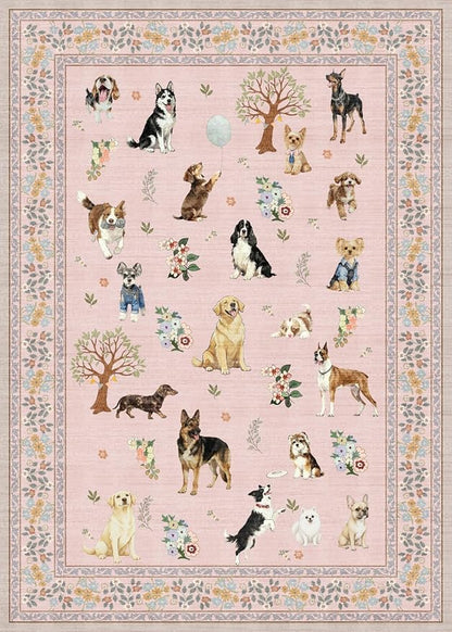 Pink Floral Area Rug 4x6 for Bedroom Dining Room | Low Pile; Non Slip;Machine - Image 6