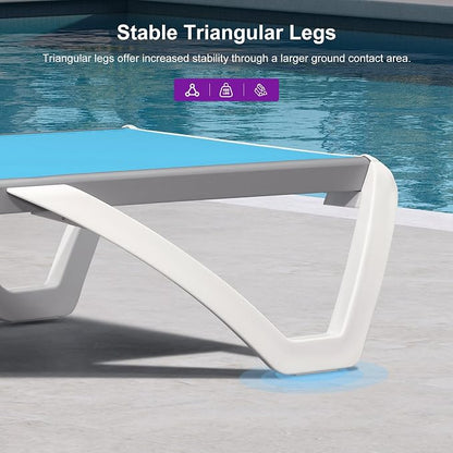 PURPLE LEAF Patio Chaise Lounge Chair Set Outside Aluminum Plastic Stackable - Image 7