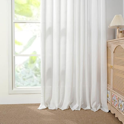 YoungsTex White Linen Light Filtering Curtains 84 Inches Long 2 Panels - Image 7