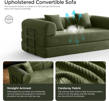 79" Convertible Sofa Bed with Fixed-Shape Frame & Removable Armrests, Modular - Image 7