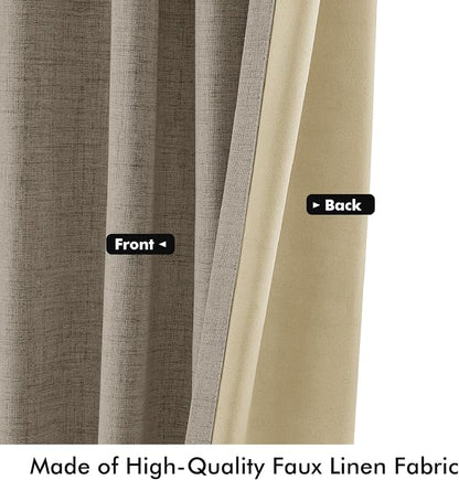 MIULEE 100% Blackout Linen Curtains 42 x 72 Inch Faux Linen 2 Panels | Thermal - Image 6