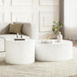 White Marble Coffee Table Set of 2, 29.52" Round Flued Coffee Table and End by Henf