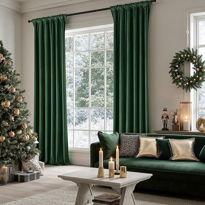 MIULEE Velvet Curtains 50W x 84L 2 Panels Hunter Green Blackout Curtains | - Image 5