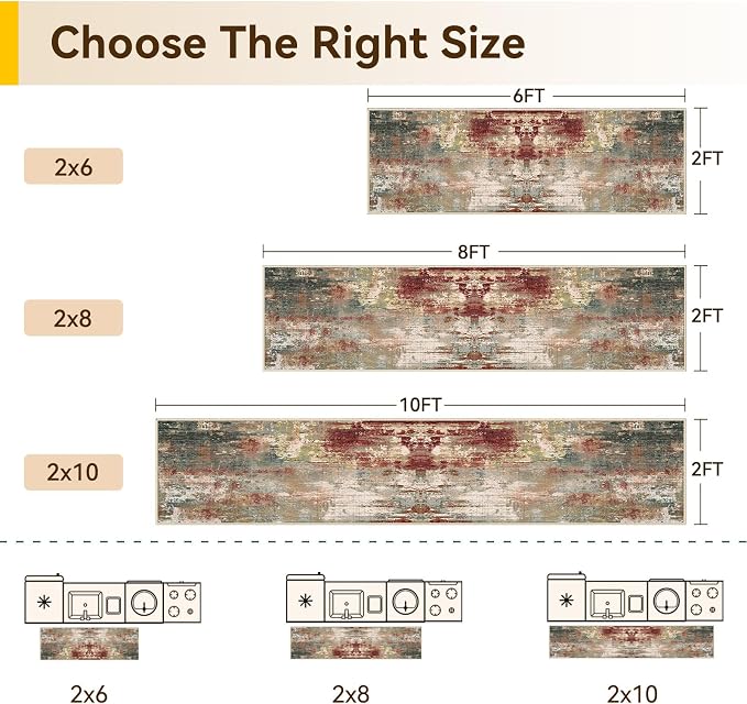 RELEANY Washable Runner 2'x6' Abstract Area Rug - Image 2