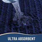 Arotive Luxury Chenille Bathroom Rug Mat, Extra Soft Thick Absorbent Shaggy Bath Rugs, Non-Slip Machine Wash Dry, Plush Bath Mats for Bathroom, Shower and Tub, 30x17, Navy