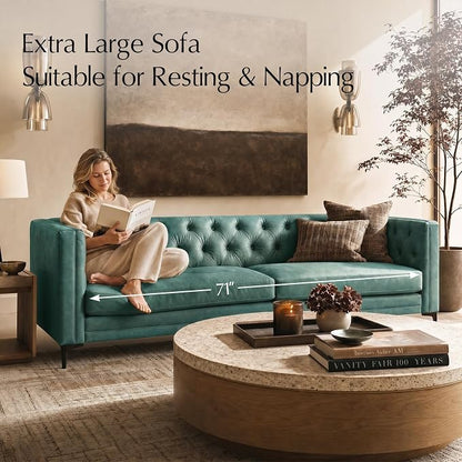 HULALA HOME 84" W Faux Leather Sofa Couch - Image 3