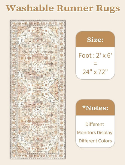 SERISSA 2x6 Washable Non Slip Boho Runner Rug - Image 6