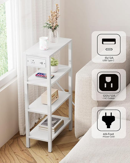 TUTOTAK Narrow Side Table with Charging Station, Small End Table with USB Ports - Image 4