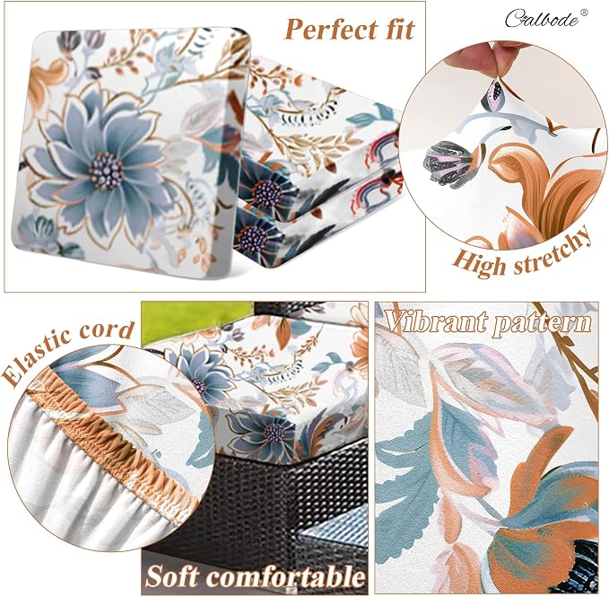 CALBODE 8Pcs High Elastic Digitally Printed Sofa Seat Cushion Cover, Soft & - Image 4