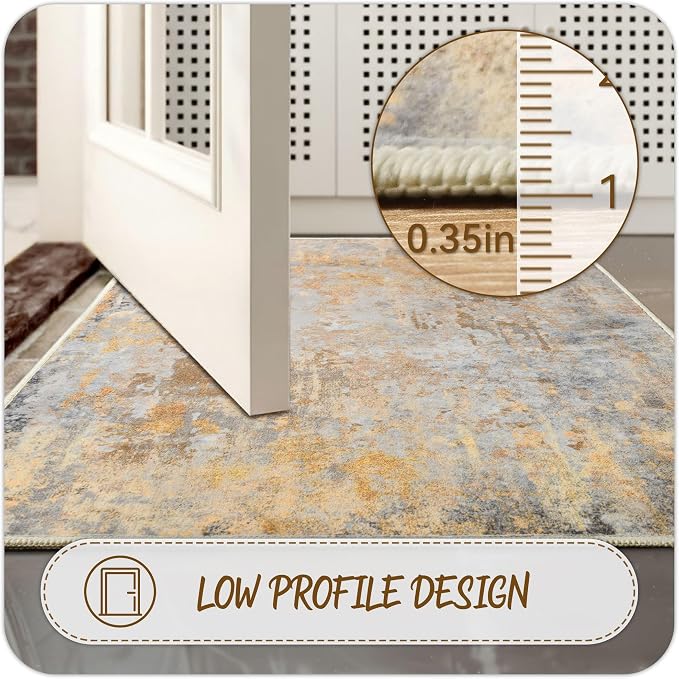 Beige Gold Rug Runners for Hallways Kitchen 2.6x8 Non Slip Washable Entryway - Image 5