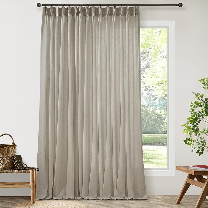 Extra Wide 100x90 Inch Curtains Linen Textured Burlywood Birch | Light - Image 5
