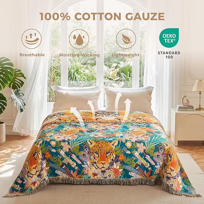 LUTBM Throw Blanket for Bed Couch Sofa Soft Cotton Twin Breathable Summer - Image 4