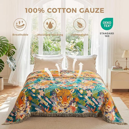 LUTBM Throw Blanket for Bed Couch Sofa Soft Cotton Twin Breathable Summer - Image 4