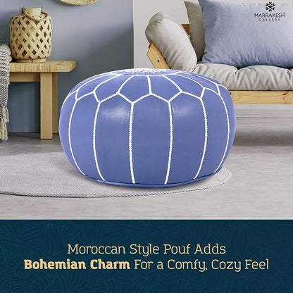 Genuine Leather Round Pouf Cover - Image 4