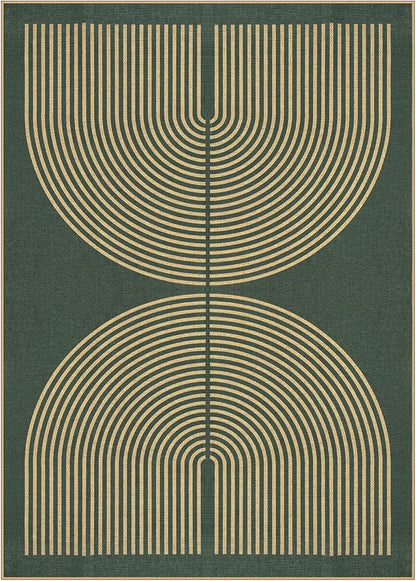 Lahome Rainbow Easy Jute Dark Green Rug, 5x7 Mid Century Modern Rug | Rugs - Image 7