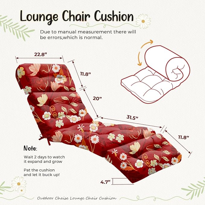 4 Pack Outdoor Chaise Lounge Chair Cushion 75.1 x 22.8 x 4.7 Inches 100% - Image 3