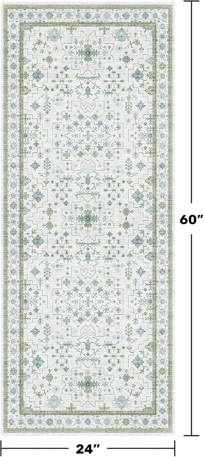 Washable Oushak Bathroom Runner Rug 2x5 - Image 2