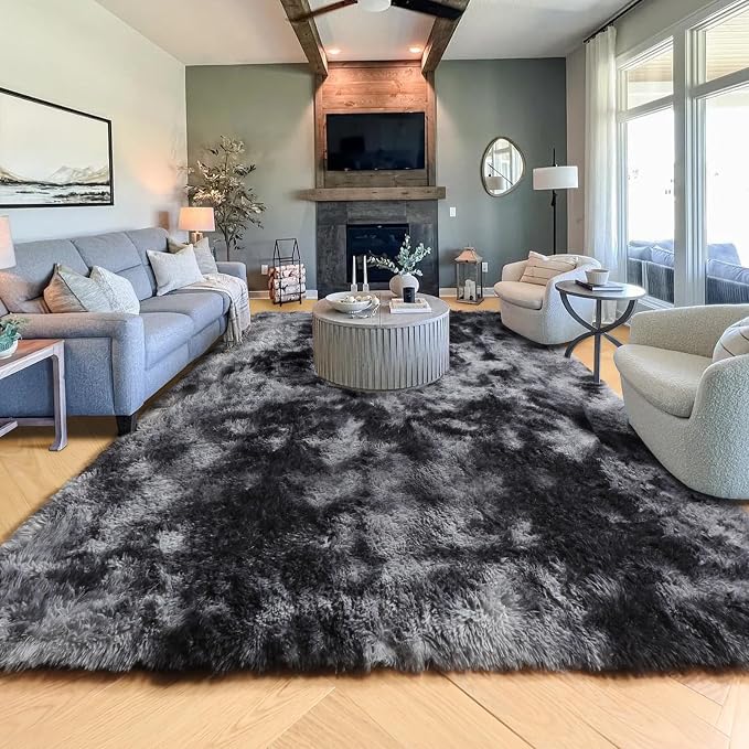 Dark Grey Large Area Rugs for Living Room Carpet, 8x10 Rug, Big Fluffy Modern - Image 7