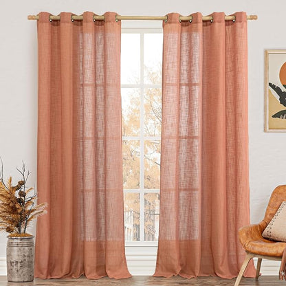 Extra Long Linen Curtains 108 inch Long by LAMIT
