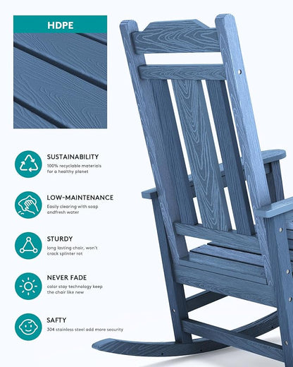 SERWALL Oversized Outdoor Rocking Chair Set of 4, All Weather Patio Rocking - Image 4