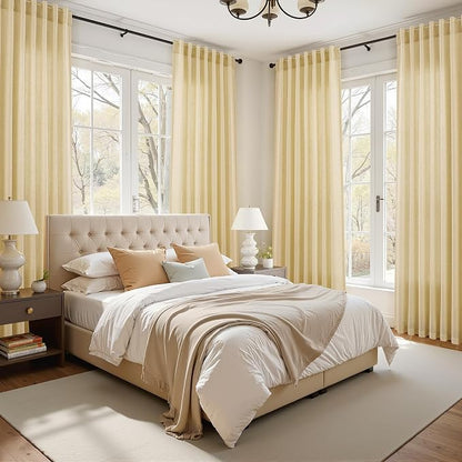 Cream Yellow Linen Curtains 90 Inches Long - Image 8