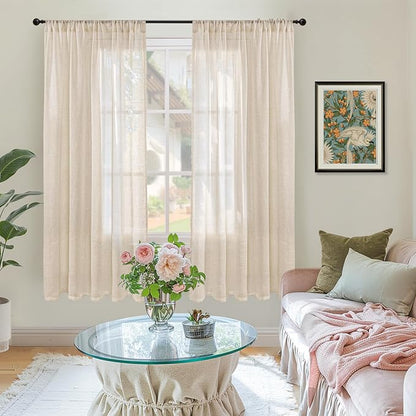 BGment Natural Linen Curtains 63 Inches Long - Image 2
