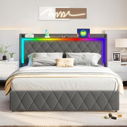 Modern Multi-Color LED Light Full Bed Frame - Image 4