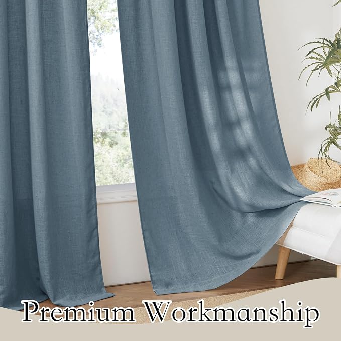 RYB HOME Linen Semi Sheer Kitchen Curtains Over Sink 36 inches Length | Light - Image 4