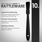 Rattleware 10" Black Espresso Machine Grinder Brush - Ideal For Home, Cafe, Restaurant, or Hotel - Long Durable Handle Coffee Grinder Cleaning Brush Trusted By Baristas