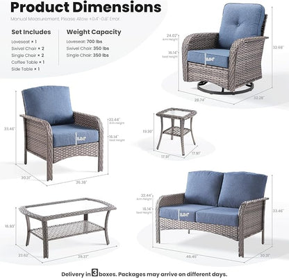 ovios 7-Piece Patio Furniture Set, Outdoor Wicker Sofa - Image 9