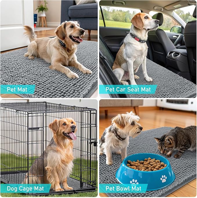 OLANLY Dog Door Mat for Muddy Paws 54x32, Super Absorbent Chenille Mud Mat | - Image 7