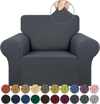 Stretch Chair Sofa Slipcover, Single Couch Cover, Charcoal | 1-Piece Washable by KEKUOU