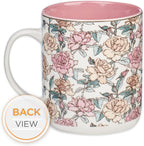 Christian Art Gifts Pink Floral Ceramic Coffee Mug – 14 oz. Lead and Cadmium-free Non-toxic Inspirational Scripture Coffee and Tea Mug for Women with Bible Verse: My Strength and My Song –Psalm 118:14