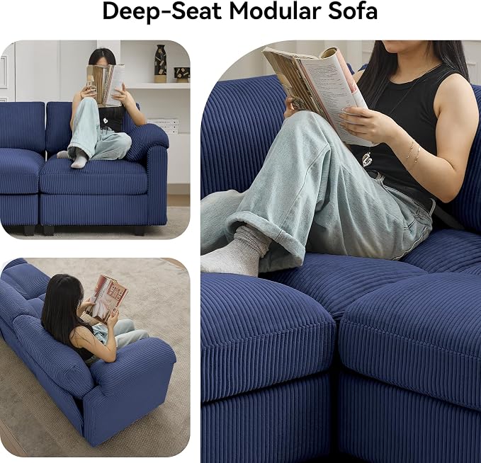 87'' V-Shaped Sectional Sofa Couch, 5-Seater Modular Couches - Image 6