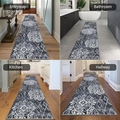 HEBE Hallway Runner Rug 2'8''x12', Washable Non Slip Kitchen Rug Runner | Soft - Image 6