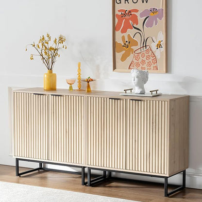 EYYTHUNG Fluted Cabinet with Storage, Sideboard Buffet Cabinet with Adjustable - Image 2