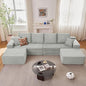 140" Sectional Cloud Couch for Living Room, Modular Floor Deep-Seat Sofa by Lakifun