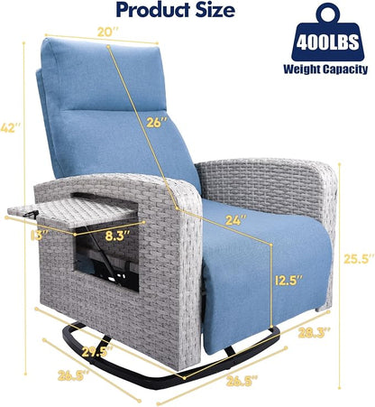 ZZW Outdoor Recliner Chair, Wicker Patio Recliners - Image 2