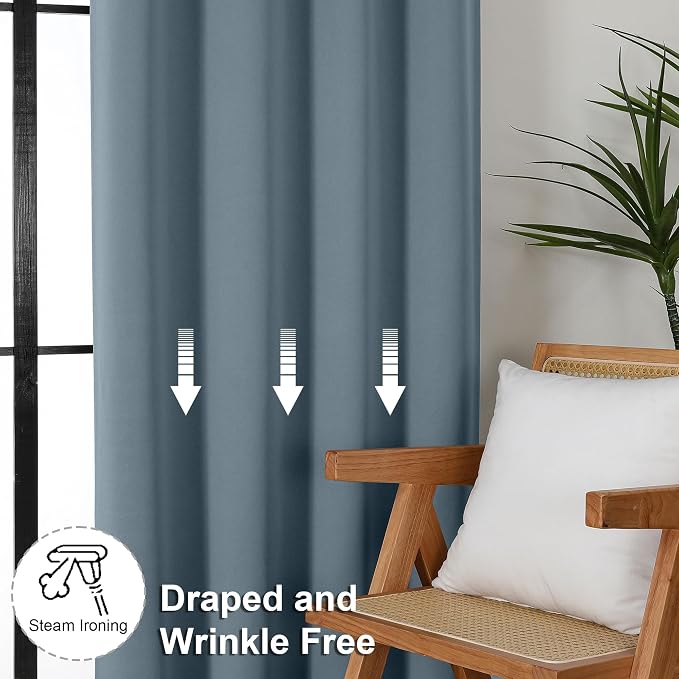 Simplebrand Ava Stone Blue Blackout Curtains - Image 7
