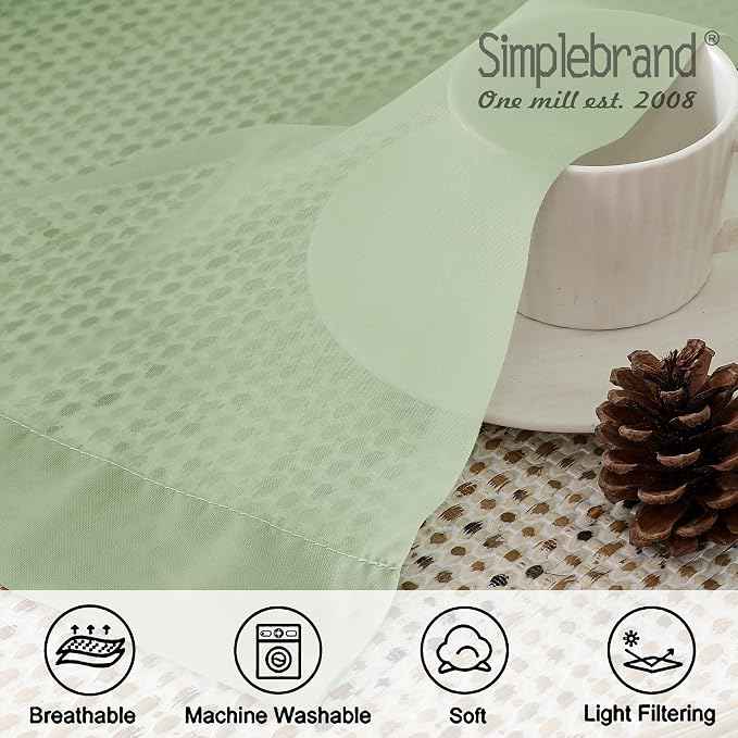 Simplebrand Light Green Sheer Curtains 96 Inches Long 2 Panels, Light Filtering - Image 5
