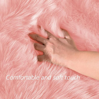 Latepis Fluffy Pink Round Rugs 6ft Circle Rug - Image 4